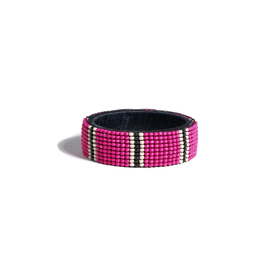 Stacy Stripe Beaded Bangle Hot Pink Bracelet