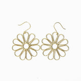 Stella Big Daisy Dangle Earrings Brass Drop