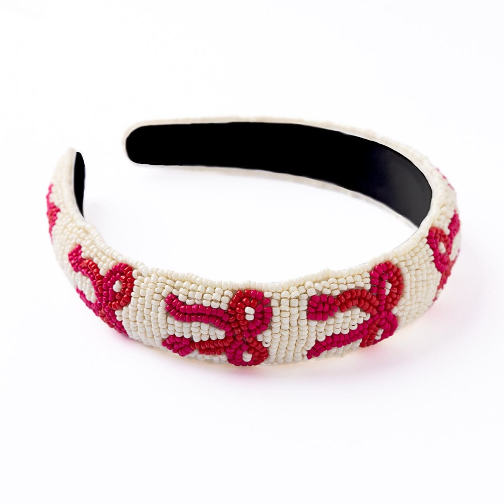 Stevie Beaded Bow Headband Red + Magenta Headband