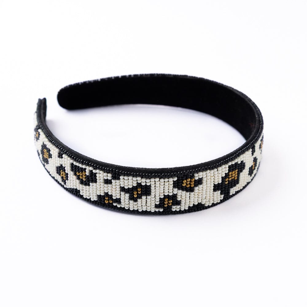 Stevie Cheetah Print Beaded Headband Black Headband