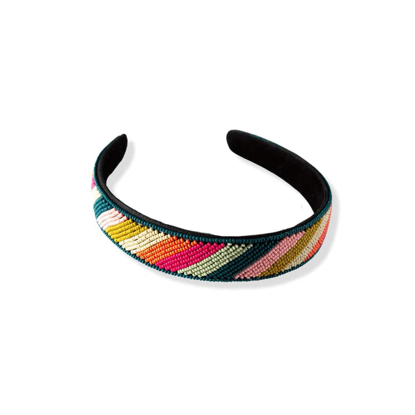 Stevie Diagonal Striped Beaded Headband Bright Rainbow – INK+ALLOY, LLC