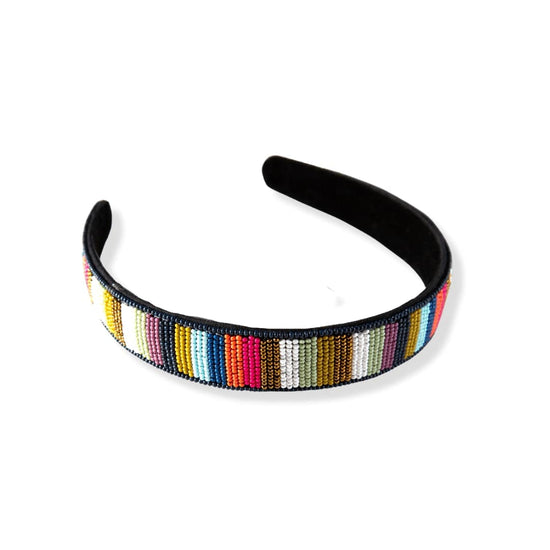 Stevie Striped Beaded Headband Multicolor Hair Accessories