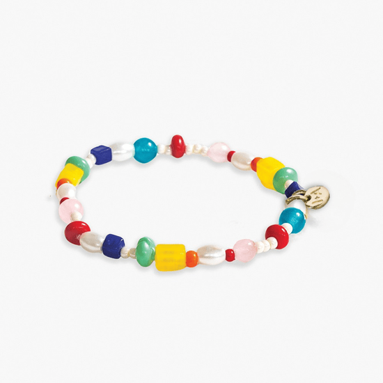 Sydney Mixed Beads And Stones Stretch Bracelet Rainbow Stretch
