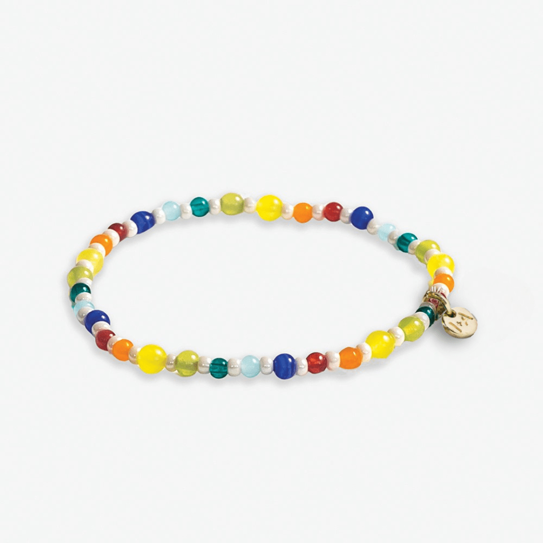 Sydney Mixed Beads And Stones Stretch Bracelet Rainbow Stretch