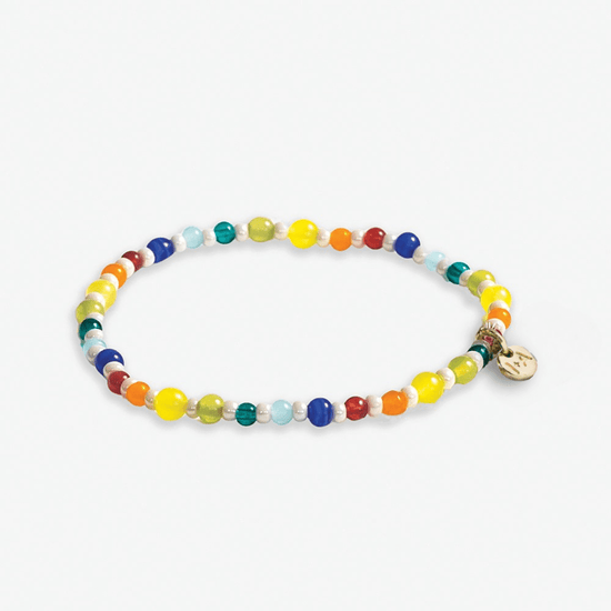 Sydney Mixed Beads And Stones Stretch Bracelet Rainbow Stretch
