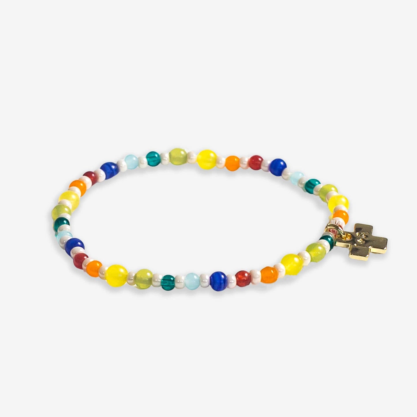 Sydney Mixed Beads And Stones Stretch Bracelet Rainbow