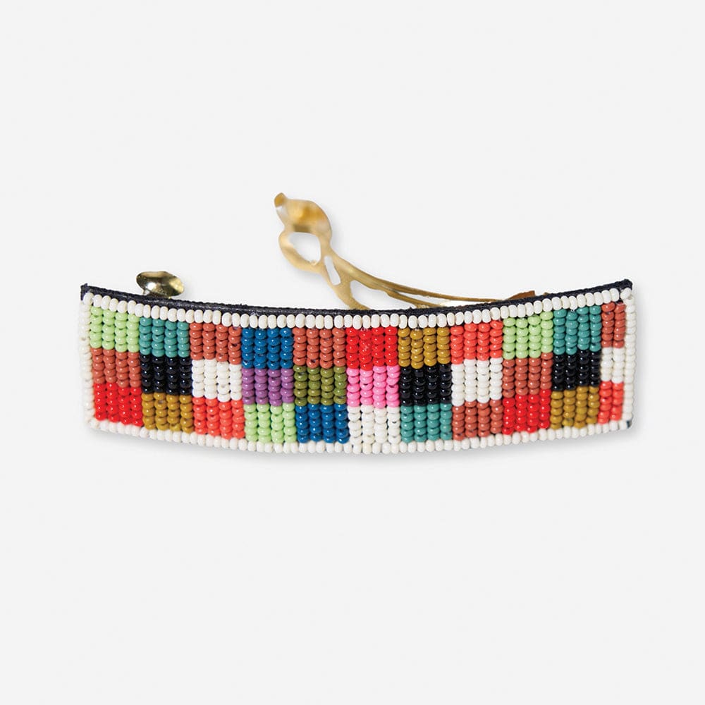 Theresa Checked Beaded Hair Barrette Multicolored Hair Accessory