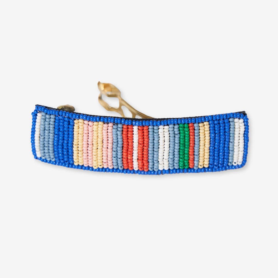 Theresa Mixed Vertical Stripes Beaded Hair Barrette St. Tropez