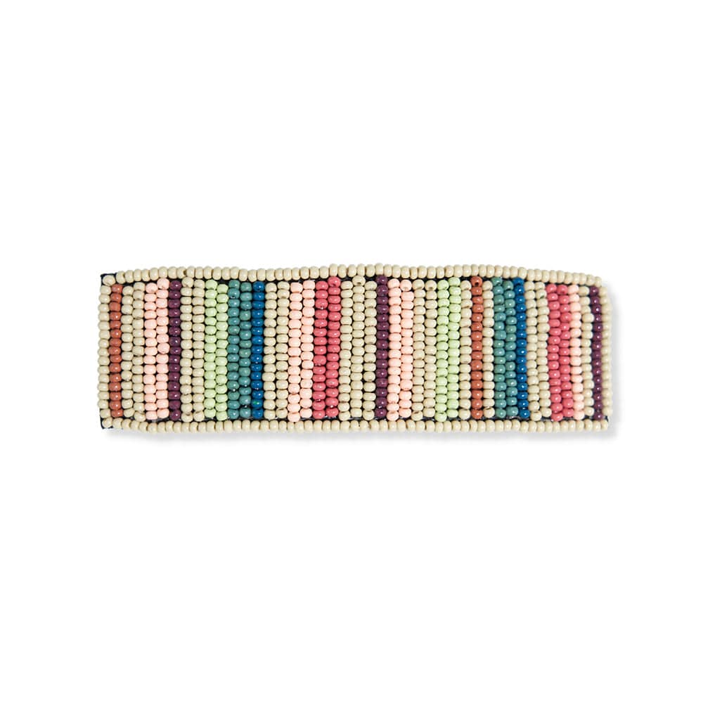 Load image into Gallery viewer, Theresa Striped Beaded Hair Barrette Light Desert Hair Accessory
