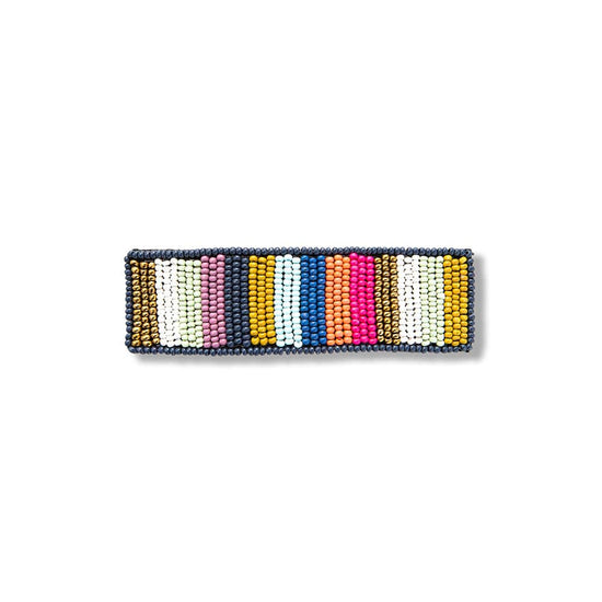Theresa Striped Beaded Hair Barrette Multicolor Hair Accessories