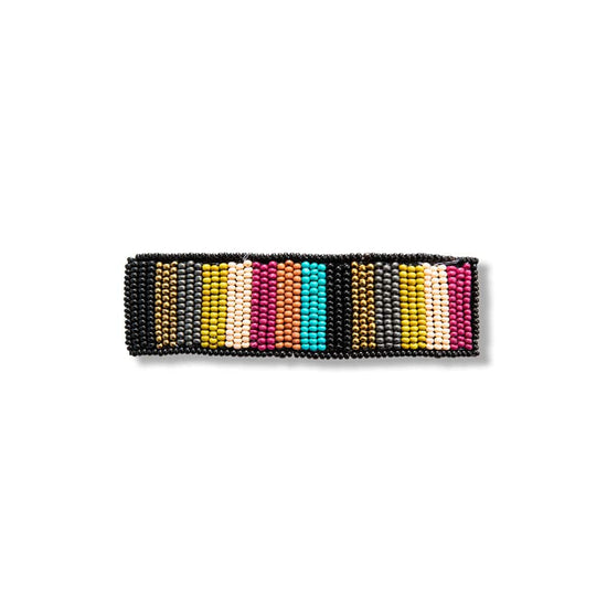 Theresa Striped Beaded Hair Barrette Muted Rainbow hair accessory