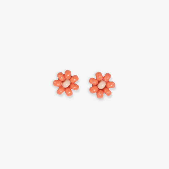 Tina Two Color Beaded Post Earrings Coral Earrings