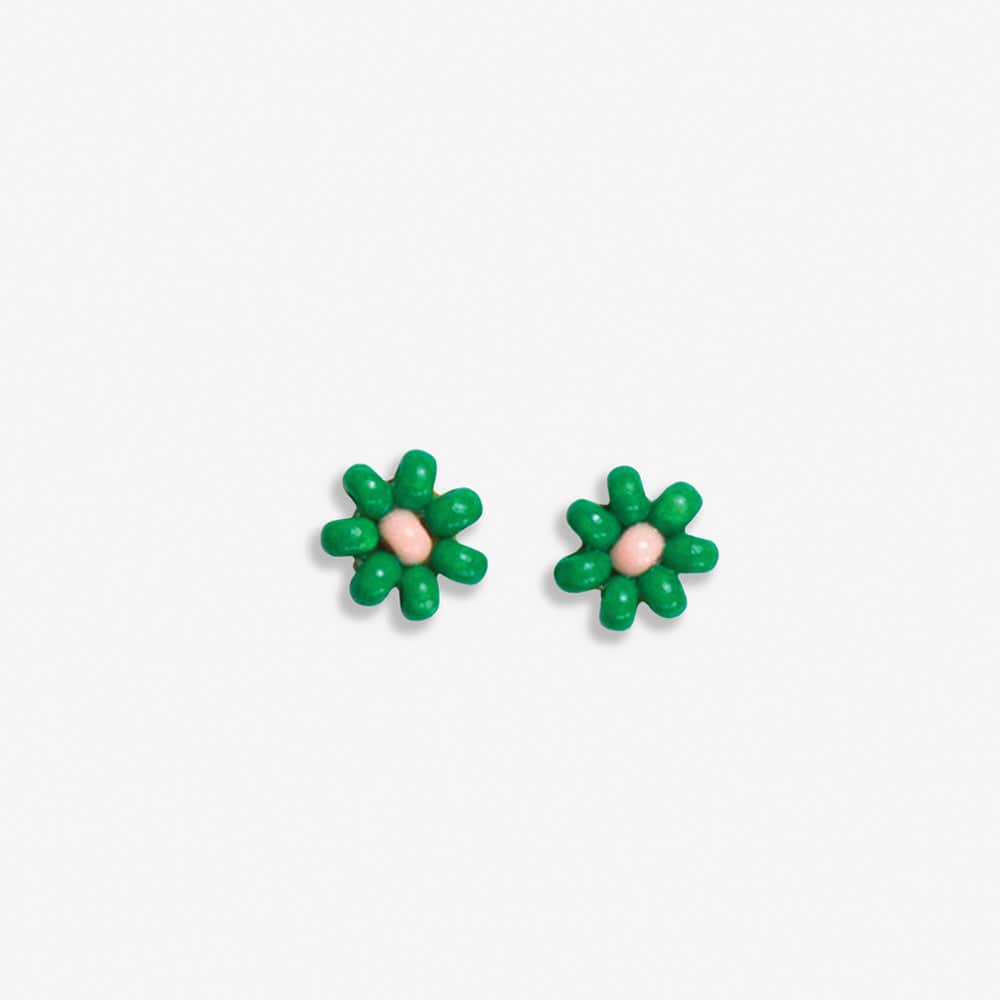 Tina Two Color Beaded Post Earrings Kelly Green