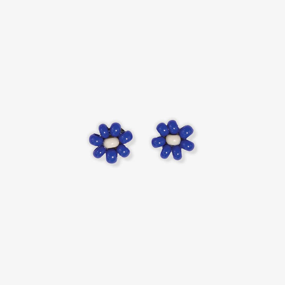Tina Two Color Beaded Post Earrings Lapis Earrings
