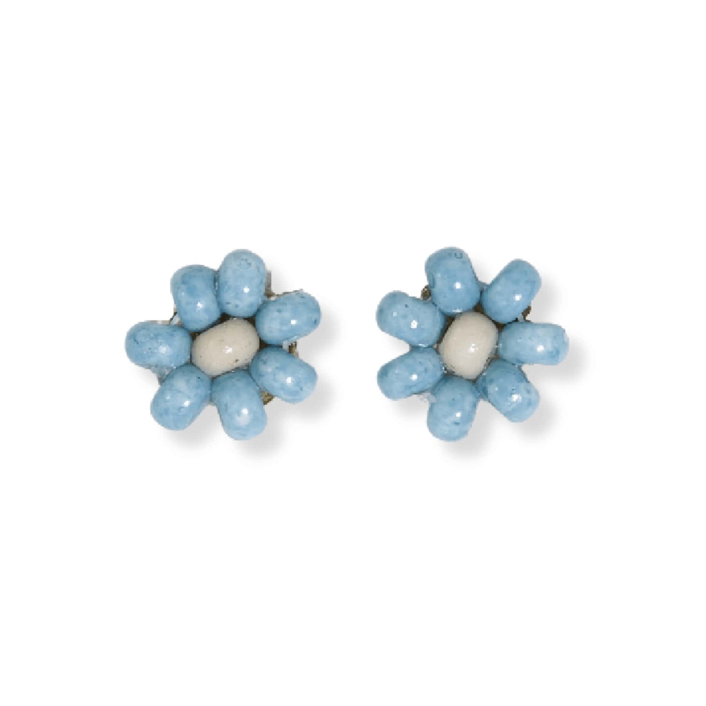 Tina Two Color Beaded Post Earrings Light Blue Earrings