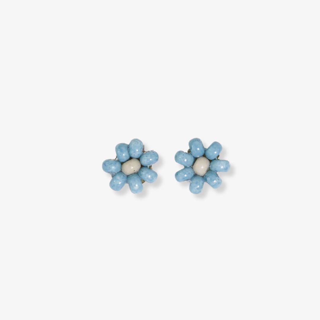 Tina Two Color Beaded Post Earrings Light Blue Stud Earrings