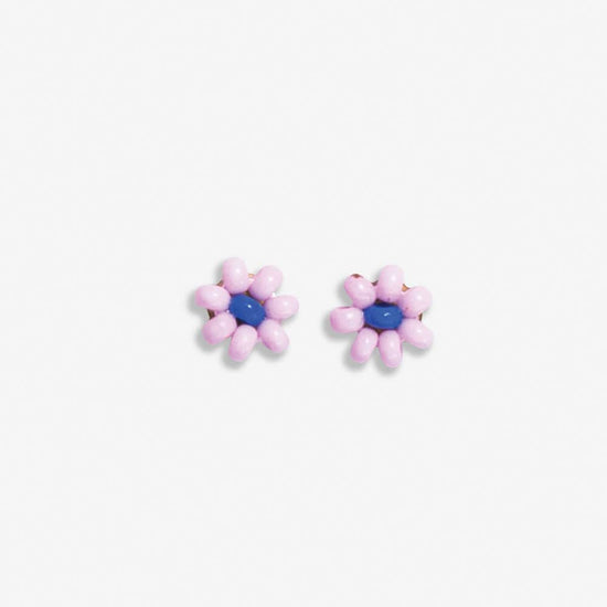 Tina Two Color Beaded Post Earrings Light Lavender