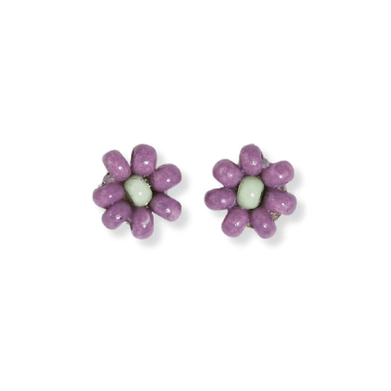 Tina Two Color Beaded Post Earrings Lilac Earrings