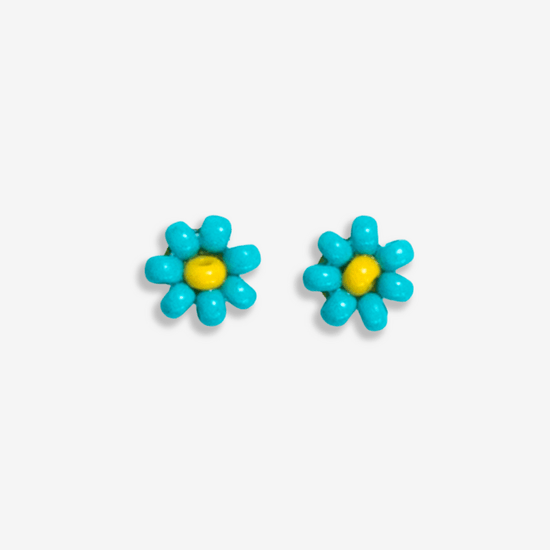 Tina Two Color Beaded Post Earrings Turquoise