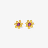 Tina Two Color Beaded Post Earrings Yellow Earrings