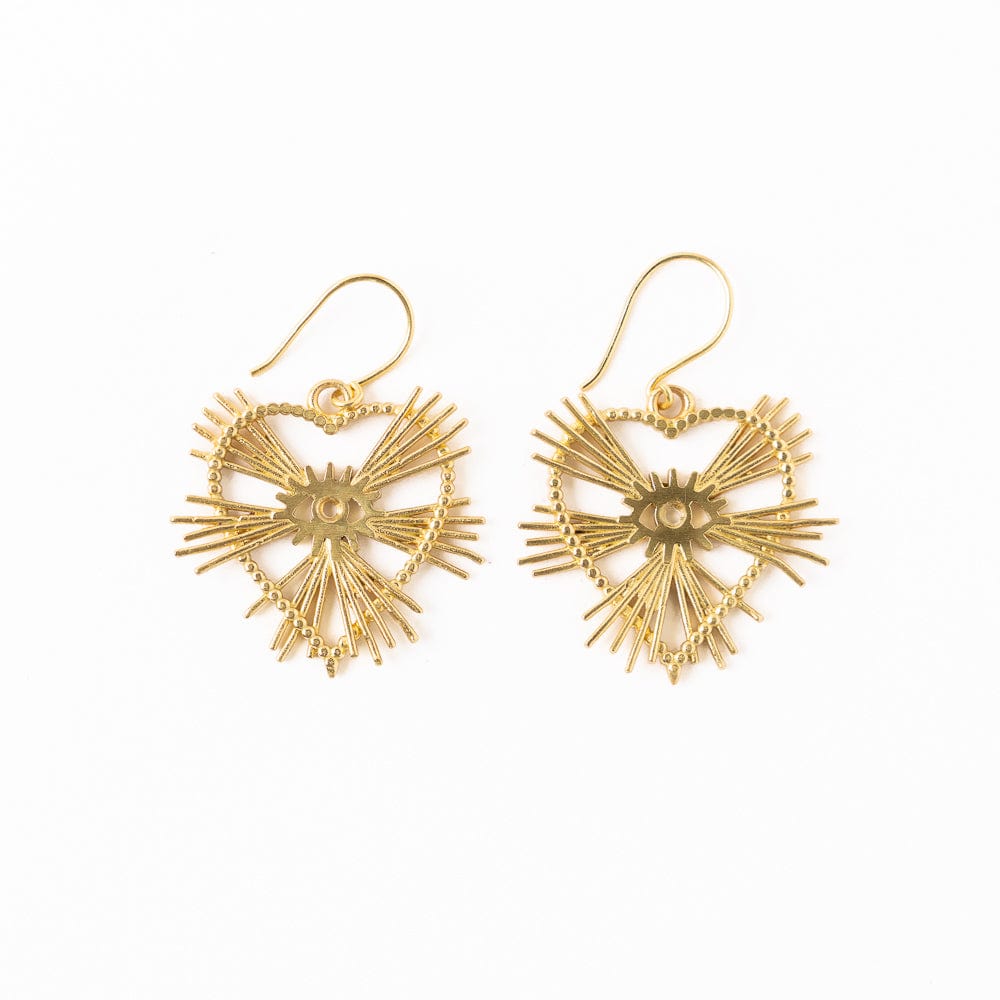 Valerie Heart Burst Drop Earrings Brass Drop
