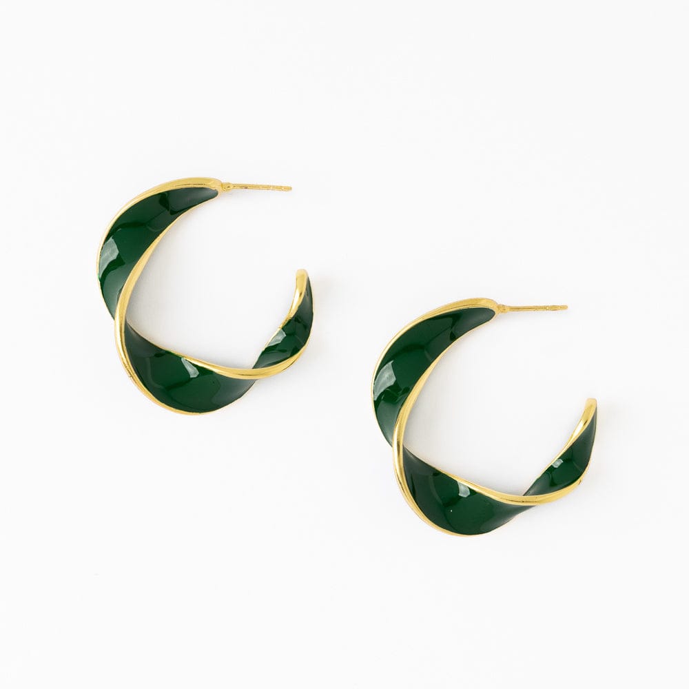 Vanessa Twisted Enamel Hoop Green Hoop