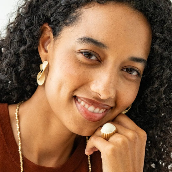 Vanessa Twisted Enamel Hoop Ivory Hoop