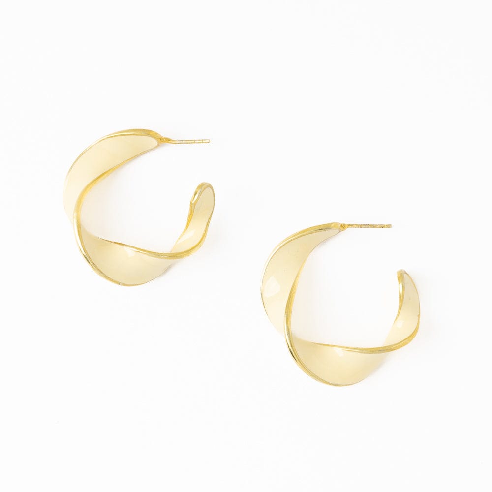 Vanessa Twisted Enamel Hoop Ivory Hoop