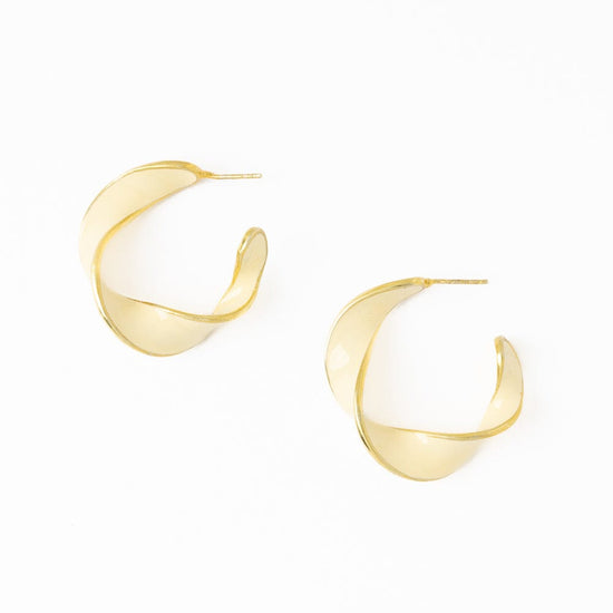 Vanessa Twisted Enamel Hoop Ivory Hoop
