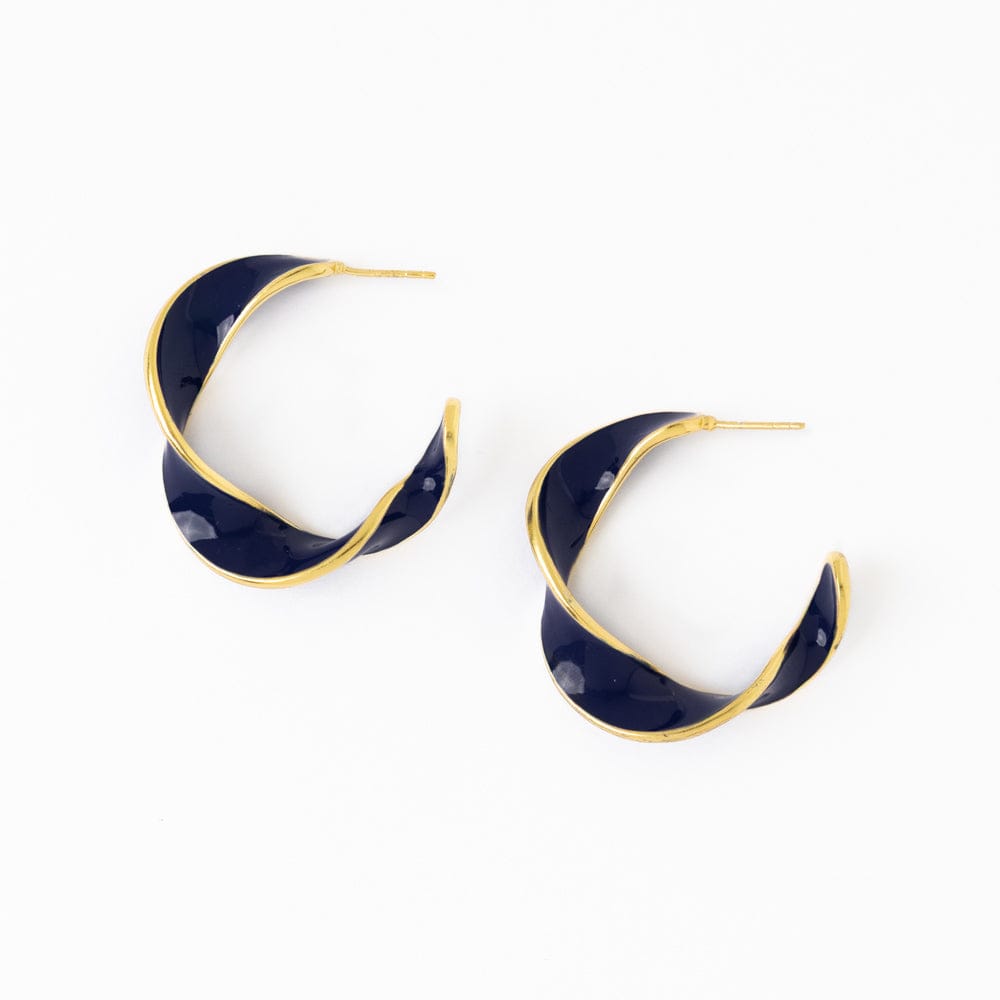 Vanessa Twisted Enamel Hoop Navy Hoop