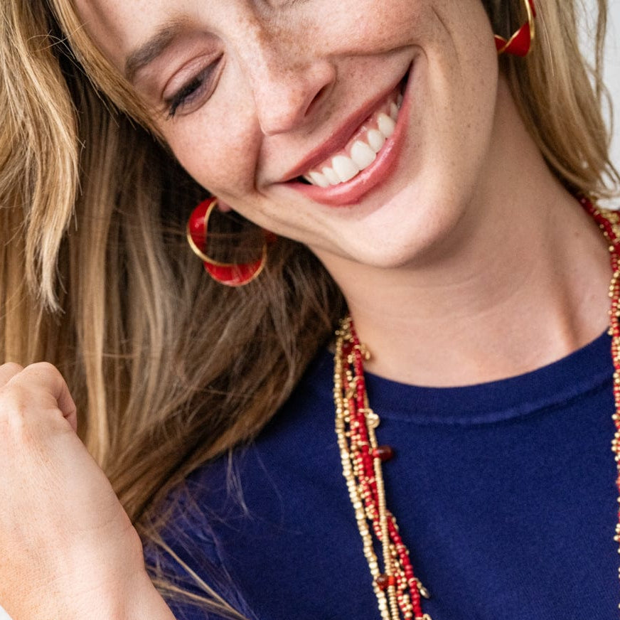 Vanessa Twisted Enamel Hoop Red Hoop