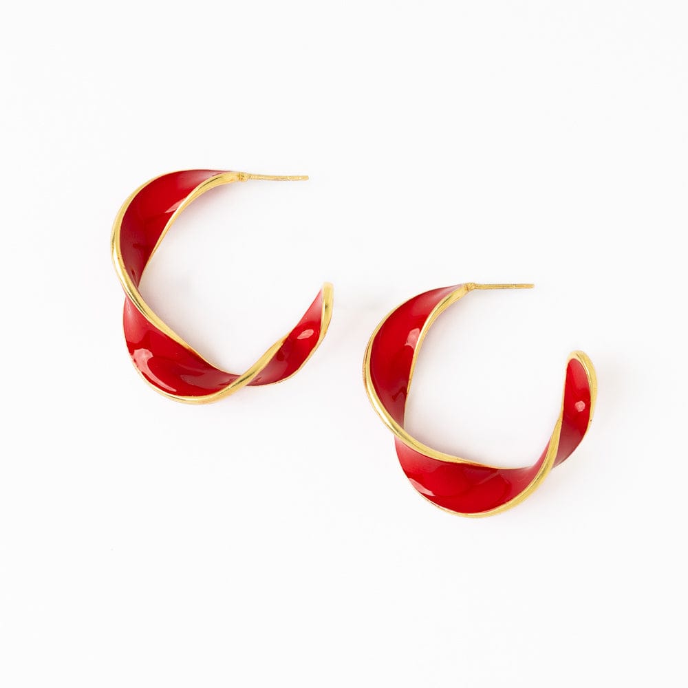 Vanessa Twisted Enamel Hoop Red Hoop