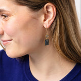 Veronica Two Tone Color Cut Glass Dangle Earring Blue Drop
