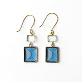 Veronica Two Tone Color Cut Glass Dangle Earring Blue Drop