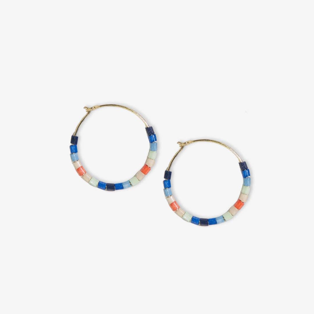 Victoria Mixed Beaded Hoop Earrings Coastal Hoops