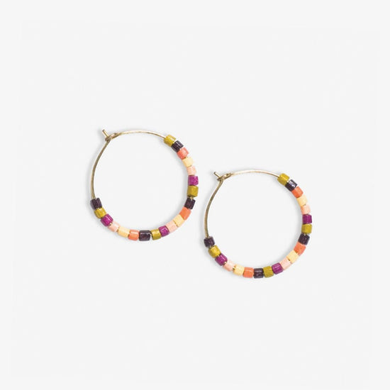 Victoria Mixed Beaded Hoop Earrings Jaipur Hoops