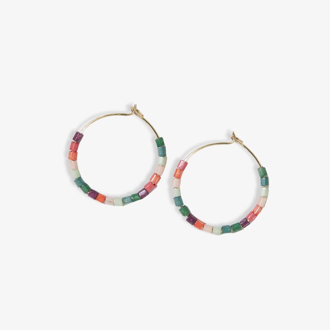 Victoria Mixed Beaded Hoop Earrings Port Hoops