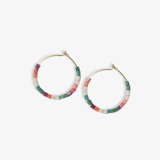 Victoria Mixed Beaded Hoop Earrings Port Hoops