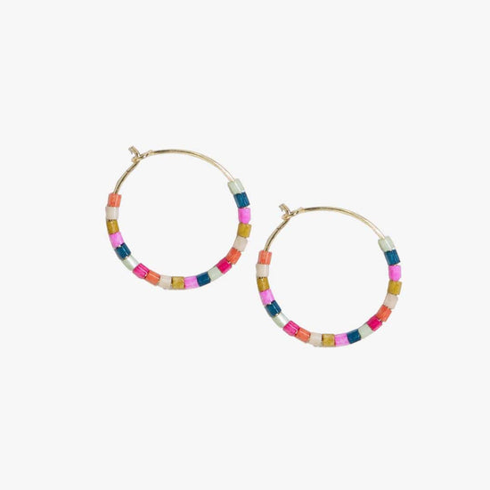 Victoria Mixed Beaded Hoop Earrings Rainbow Hoops