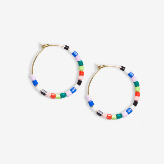 Load image into Gallery viewer, Victoria Mixed Beaded Hoop Earrings Rio
