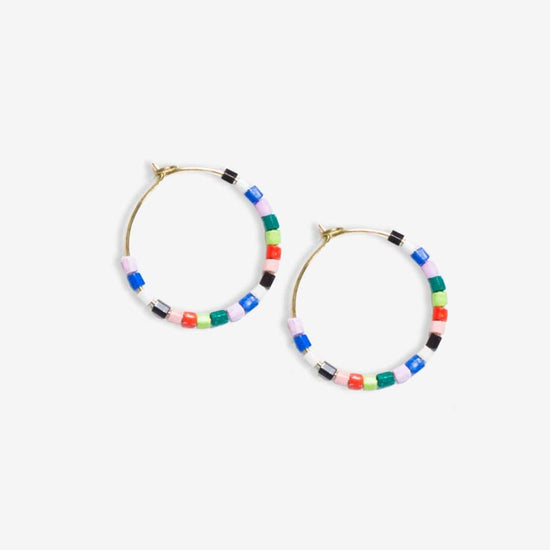 Victoria Mixed Beaded Hoop Earrings Rio Hoops