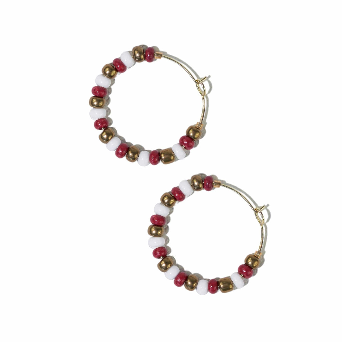 Game Day Mixed Seed Bead Hoop Earrings Gold + Dark Red – INK+ALLOY, LLC