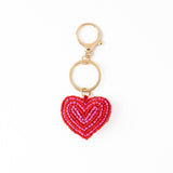 Violet Puffy Heart Beaded Bag Charm Red + Pink Bag Charm