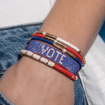 Vote Sequin Bracelet Stack Red, White, + Blue Bracelet