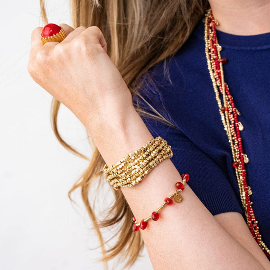 Wanda 8-Strand Cuff Bracelet Gold Multi Layered