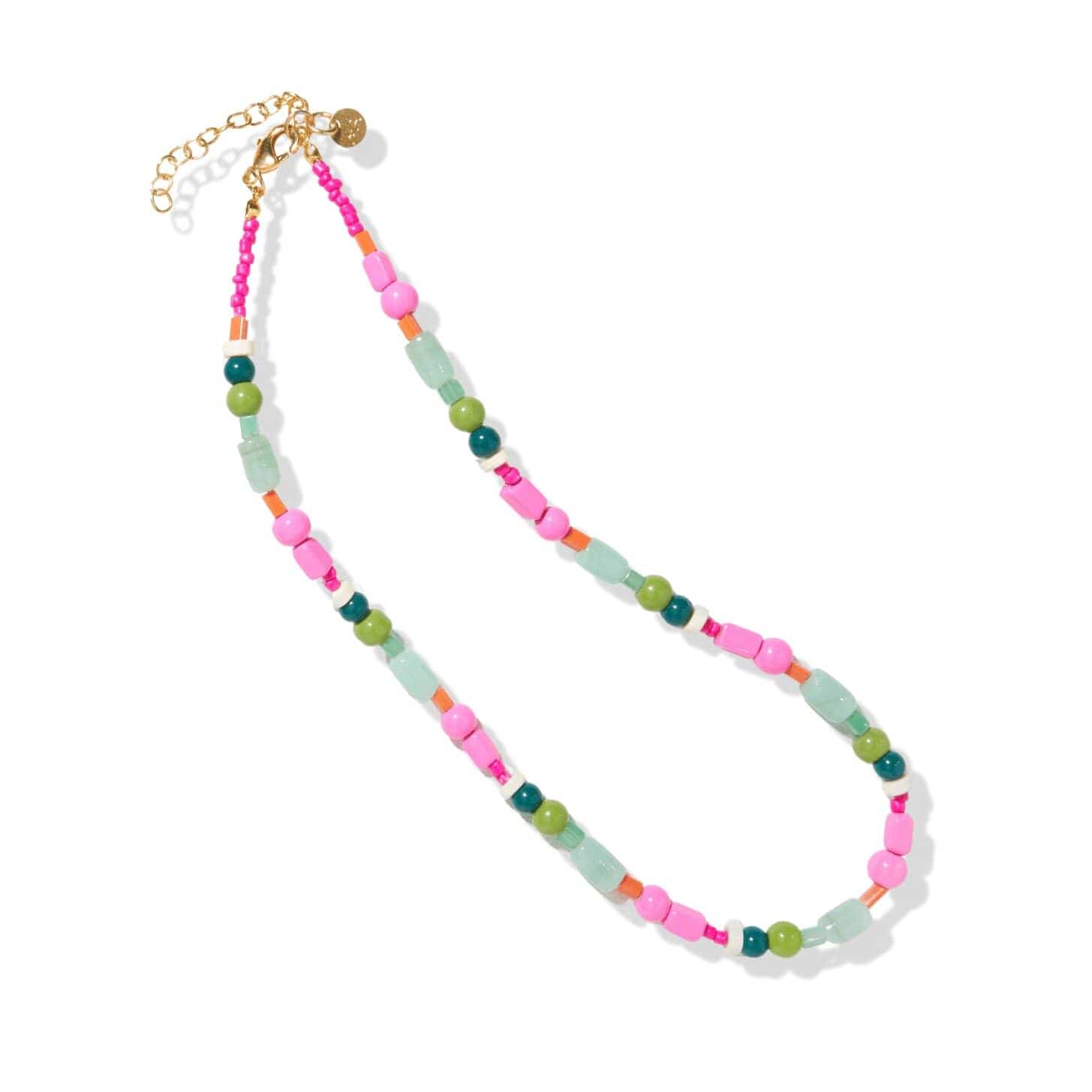 Damira, Pink Heart Beaded Single Strand Necklace - Jewelry by Sande Gene