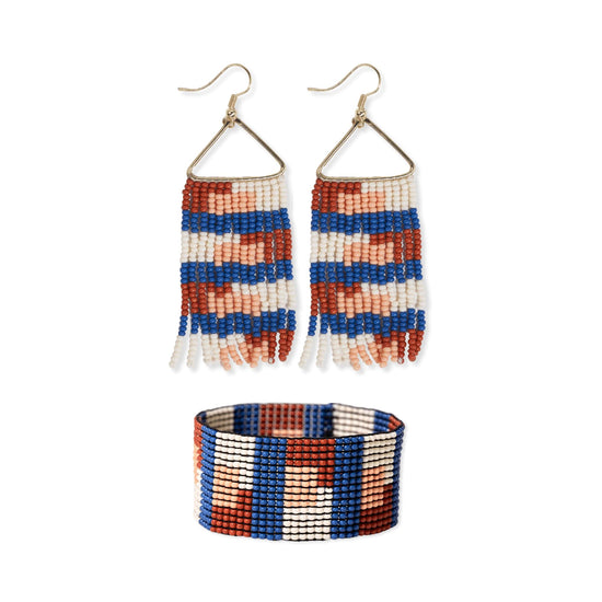 Whitney + Kendall quilted beaded earrings and bracelet set Sedona