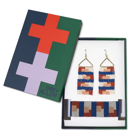 Whitney + Kendall quilted beaded earrings and bracelet set Sedona