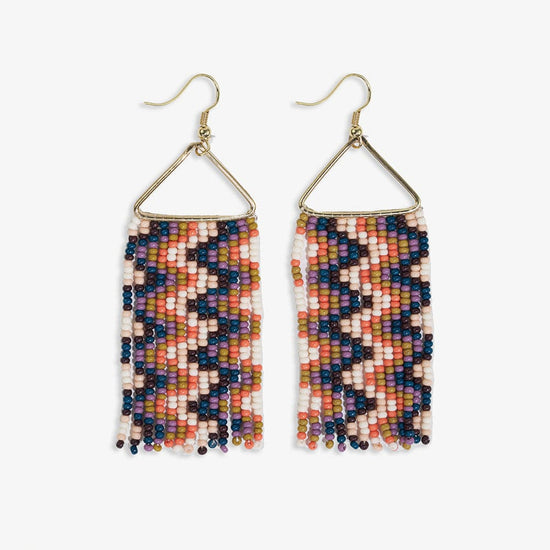Whitney Wavy Beaded Fringe Earrings Orange Navy – INK+ALLOY, LLC