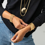 Winnie Small Bead Stretch Bracelet Brass Stretch